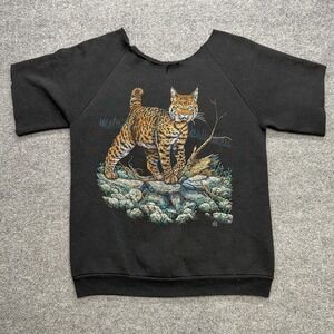 90s Vintage Bobcat Crewneck Men's Cutoff Size M/L Outdoors Animal Nature Graphic